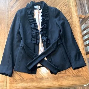 H & M wool suit jacket/coat with tie. Size 4.
